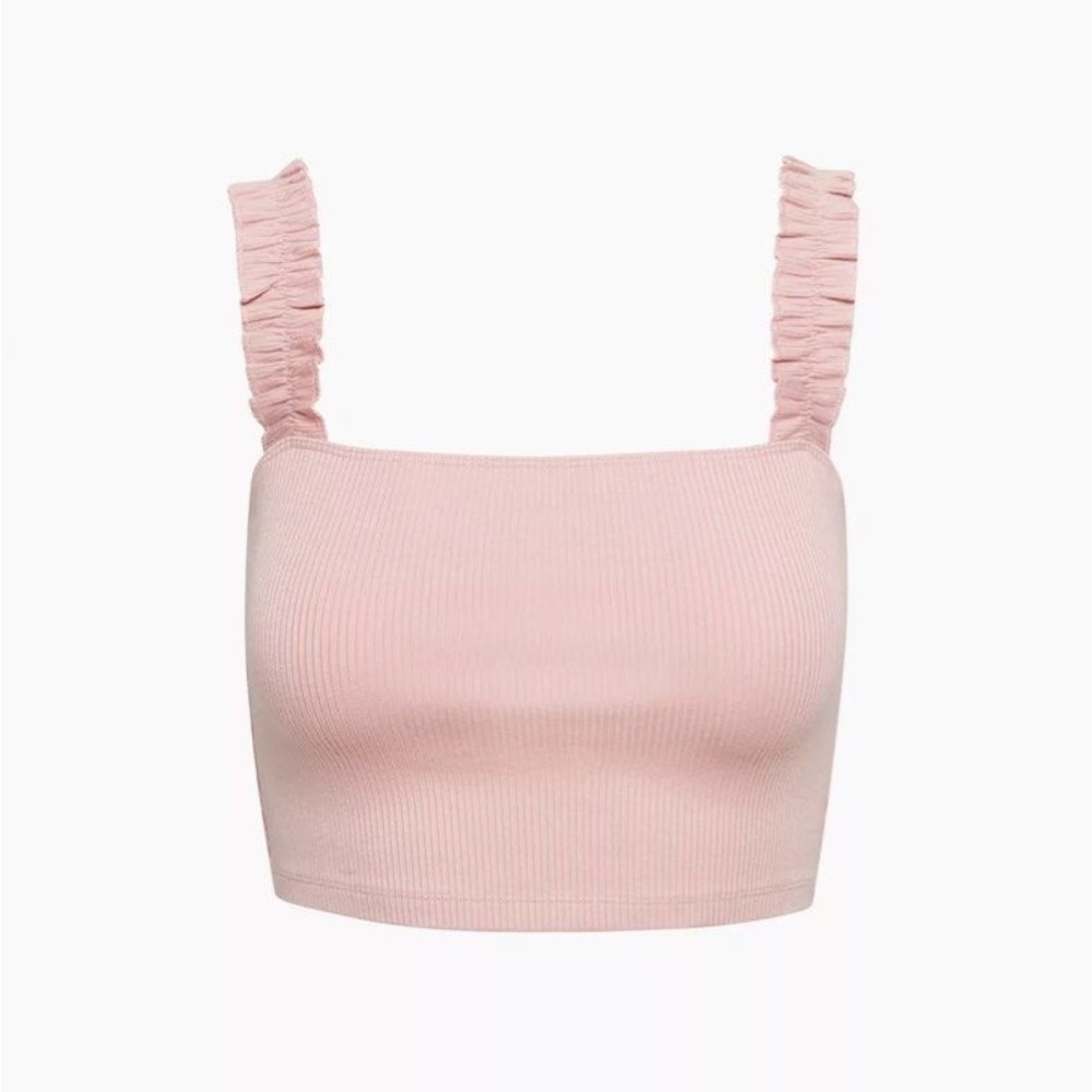 Aritzia Sunday Best Firecracker tank top with ruffled straps in MAUVE MOUSSE